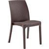 Totò Piccinni Sedia VIRGINIA in Resina Simil Rattan effetto realistco, impilabile per bar ristorante casa giardino (Senza Braccioli, Espresso, 4 Pz)