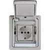 SIMON - Base di presa esterna, a tenuta stagna, presa Schuko, serie Simon 44 Aqua, 250 V 16 A, grigia, facile da installare, include scatola, coperchio e meccanismo