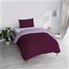 Italian Bed Linen Set Copripiumino 100% Cotone Natural Color, Made in Italy - Parure Copri Piumino - Sacco Piumone 150x200 cm con Doppia Patella e Federa Cuscino, Singolo, Prugna/Lilla