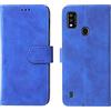 WEIOU Leather Folio Cover per ZTE Blade A51, Custodia in Pelle PU Magnetica Libro Flip Portafoglio con [Funzione Stand]. Blu