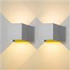 FUPE 2 Pezzi Applique da Parete Esterno LED Lampada da Esterni Moderno Interni Grigio 6W 3000K Luce Caldo IP65 Impermeabile Lampade Muro Quadrata Alluminio su e Giù Regolabile Design Facile da Installare