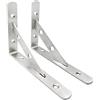 KiKiHong 2 Pcs Supporto per Mensole Pesanti in Acciaio Inox Staffe per Mensole Angolari Supporti Supporto a Parete Scaffale con Viti, Argento (105X150 mm)