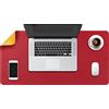 DOBAOJIA Sottomano da Ufficio, Tappetino da Tavolo, Tappetino Tastiera e Mouse, Tappetino PC Scrivania, per Casa/Ufficio, Uso Doppio Lato Simipelle PU Impermeabile 70 x 35 cm (Rosso/Giallo)