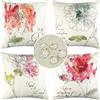 ETOLISHOP Fodera per Cuscini Copricuscini Impermeabili Federe Cuscini Divano all'aperto Giardino Cuscini Colorati Fiori Lino Quadrate per Divano Sedia Cuscini per Camera da Letto Soggirno Balcone 40 x 40cm
