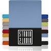 STUDIO Basic Lenzuolo con Angoli Una Piazza e Mezza - Lenzuolo Sotto Elastico 120x200cm Jersey 100% Cotone Pettinato - Blu Medio - OEKO-TEX 100 - Per Materassi 15-25 cm, Letti Standard & a Molle