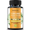 BeSwiss CURCUMA E CURCUMINA 95% + Zenzero Limone Piperina e Vitamina C - 130 Capsule Altissima Biodisponibilità | Vegan - Antinfiammatorio - Antiossidante - Peso Forma