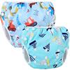 Teamoy 2pcs Baby Nappy riutilizzabile pannolino da nuoto, costume piscina neonato Lavabili per 0-3 Anni, Tool Car + Blue Sailboat