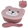 TUM TUM Set Pappa Svezzamento, Ciotola con Coperchio e Cucchiaino Svezzamento, Set Pappa, L'Orso Betsy, Rossa