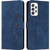 EATCYE Cover per Samsung Galaxy A52S 5G / A52 4G/5G, Flip Libro Libretto Custodia in Pelle PU per Samsung A52S 5G / A52 4G/5G [Protezione Completa] [Slot per Scheda] [Funzione di Supporto] (Blu)