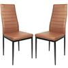 LANTUS Set 2 sedie impilabili Modello per Cucina Bar e Sala da Pranzo, Robusta Struttura in Acciaio Imbottita e Rivestita in Finta Pelle,2 pezzi (marrone)