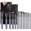 EIGSHOW 15 Pz set di pennelli per trucco professionale essenziale per cipria, fard, fondotinta, evidenziatore, sfumatura, eyeliner, ombretto (grigio giada)