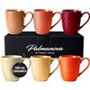 MIAMIO - 6 x 350 ml - Set di tazze da caffè - Tazza moderna in ceramica - Tazza da caffè grande - Collezione Palmanova (Rosso)