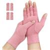 Donfri 2 paia di guanti a compressione per artrite, senza dita, per alleviare il dolore, giocare, digitazioni e polpette, per uomini e donne (S, Rosa)