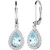 Elli - Orecchini da donna a goccia orecchini argento 925 taglio a goccia zirconia blu topazio - 0303390915