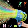 GEPROSMA Pistola Spara Bolle di Sapone Automatica Elettrica, Bazooka 73Fori/Luce/ Macchina Ricaricabile, Gadget per Bambini Compleanno Festa Matrimonio, XL Bubble Gun Machine Blaster, Frisbee