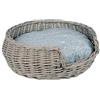 UNUS RM E-Commerce, cuccia per cani e gatti, in vimini con cuscino grigio, diametro 55 cm, per cani e gatti