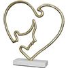 GILDE Scultura decorativa moderna in alluminio - oggetto decorativo astratto volto nel cuore - Colore: oro - altezza 40 cm
