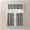 No. 918 Martine Microfiber Semi-Sheer Rod Pocket Set di 3 Tende da Cucina in Microfibra, Grigio, W 36 x L 54 (1 Panels)