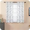 GIRASOLE HOME® Coppia Tende Filtranti in Simil Lino Fantasia Rampicanti Tenda per Finestra ed Interni 2 Pannelli con Tasca e Passanti Nascosti (Nero, 70x138cm)