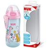 NUK First Choice Kiddy Cup 10255669 - Tazza per imparare a bere, 12 mesi, a prova di perdite, resistente ai morsi, con clip e tappo protettivo, 300 ml, senza BPA, giraffa (rosa)
