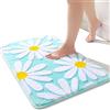 QJHOMO Tappeto da bagno verde con fiori bianchi 50x80 cm, tappetino da bagno antiscivolo per bagno, morbido in microfibra, lavabile in lavatrice, tappetino da bagno resistente, per soggiorno, doccia