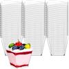 KAHEIGN 60 Pezzi Mini Tazze da Dessert, 100ml Tazze da Dessert Smussato Quadrato in Plastica Tazza Trasparente per Antipasto Semifreddo Ciotola da Portata Riutilizzabile per Budino (5,5 x 5,7cm)