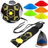 Vulevirtue Kick Allenatore Solista con 10 Coni, Cintura di Allenamento, Calcio Kick Traine per Bambini e Adulto, Adatto per Palline Taglia 3, 4, 5