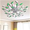 Wakects Lampada da Soffitto, Moderno Plafoniera a Soffitto per Soggiorno, Cucina, Camera e Bagno, Foglie Cristallo Acrilico Lampadario, 70 x 15 cm (Verde)