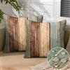 Inhobbok Copricuscini Cuscini per Divani Moderni Federe Cuscini Divano Strisce Legno Vintage Poliestere Copricuscini Impermeabili Cuscino per Divano per Soggiorno Giardino Balcone Set di 2