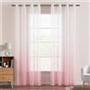 EMEMA Voile Tende Trasparenti con Occhielli Sfumato per Soggiorno Verticale Tenda per Finestra per Soggiorno e Camera da Letto 2 Pannelli 140 x 145 CM Rosa