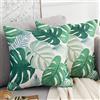 Velvhom Fodere per Cuscini Foglie di Palma Tropicali Piante Verde 50x50 cm Set di 2 Fodera per Cuscino in Poliestere Lino Copricuscini Decorativi per Divano Auto Camera da Letto Soggiorno Patio Giardino Casa
