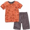 People Wear Organic Pigiama corto bimbo in cotone bio Sleepy Lions -col. terracotta/grigio