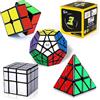 ROXENDA Speed Cube Set, Cube Pack of 2x2 3x3 Piramide Dodecahedron Skewb, Tornitura Facile & Gioco Regolare- [5 Pezzi] (Specchio Cube)