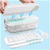 TECHSHARE Ghiaccio Stampo in Silicone Alimentare, con Coperchio, Rilascia Tutti i Cubetti in un Secondo, Vassoio Riutilizzabile da 48 Cubetti (Bianco)