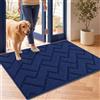 Biscpro Zerbini per Ingresso Interno,60x90cm Tappetino Antiscivolo Lavabile in Lavatrice,Zerbino d'Ingresso Polipropilene Assorbenti per Interno,Ingresso,Esterno,Corridoio,Balcone-Blu