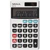 MAUL Calcolatrice M112, grande display, 12 cifre, bolletta per percentuale e tasse, calcolatrice aziendale, fronte in alluminio, solare/batteria, argento