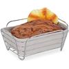 Relaxdays Cestino Portapane da Colazione in Metallo con Inserto Interno in Stoffa, Rimovibile, Lavabile, Grigio