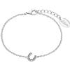 s.Oliver Bracciale in Argento 925 per bambine e bambini, con zirconi sintetici, 14+2 cm, Argento, ferro di cavallo, Fornito in confezione regalo per gioielli