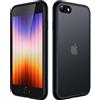 JETech Cover Opaca per iPhone SE 3/2 (2022/2020), iPhone 8/7, 4,7 Pollici, Protezione Anticaduta Antiurto di Grado Militare, Custodia Posteriore Glassata Traslucida, Anti-Impronte (Nero)