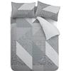 Catherine Lansfield Larsson Geo Copripiumino, 52% Poliestere, 48% Cotone, Grigio, Set piumone 1 Piazza