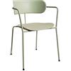 KONTE.DESIGN Set di 4 poltroncine KINGS CROSS in Metallo Verde con Fondino e Schienale in polipropilene Grigio