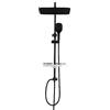 JOHO Colonna Doccia Acciaio Inox Fori Muro Regolabili, Asta Doccia Saliscendi Con Doccetta e Soffione, Set Doccia a Pioggia con Mensola senza Miscelatore, 35x25 cm Nero