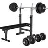 GORILLA SPORTS® Panca Pesi - con Porta Bilanciere, Set:38/70/100 kg, Pieghevole, Multifunzione, Regolabile, Max 200 kg, Bianco/Nero - Panca Piana, Inclinata, Palestra Casa, con Bilanciere, Manubri