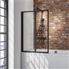 Schulte parete per vasca da bagno 87 x 121 cm, colore nero, 2 ante, girevole 180° sulla parete, vetro sopravasca da bagno, vetro di sicurezza 3 mm trasparente, D1332 68 50