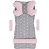 Medi Partners Riduttore Passeggino Universale Materassino Copri Neonato Cuscino - 5 elementi 78x35cm Copripasseggino Estivo per Neonati Cotone Minky (Stelle con rosa chiaro)