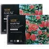 ARTME Blocco Acrilico A3 x 12 Fogli / 400g Extra Pesante/Pressato A Freddo/Senza Acidi, Supporti Bagnati E Asciutti - Blocco Da Disegno Di Qualità Premium Pittura Acrilica E Guazzo (A3-2pz)