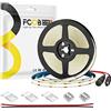 FCOB COB Striscia LED Bianco caldo 3000K 5M 12V 320LEDs/m Flessibile CRI90+ | 8mm Alta densità uniforme Dimmerabile Strisce LED per decorazioni DIY(Controllore＆alimentatore non inclusi)