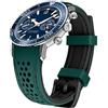 Kai Tian durevole due toni in silicone curvo estremità 22 millimetri da corsa in gomma Watch Bands verde (punto nero + fibbia nera) per gli uomini le donne