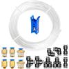 HUAZIZ Tubo Pneumatico PU 6mm OD 4mm ID, 10 Metri Trasparente + 14 Pcs Connettore Raccordo Nero per Aria Compressa a Innesto Rapido