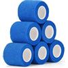 SEADESKY Benda Elastica Autoadesiva Bendaggio Coesivo Garza Adesiva Coesiva Bende Non Tessute Sport Nastro Sportivo Autoadesivo Salvapelle per Mani, Piedi, Braccia 5cm x 4.5m, 6 Rotoli (Blu)